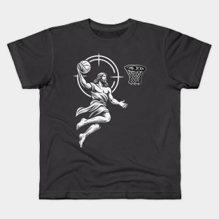 Funny Basketball Retro Jesus Player Kids T-Shirt